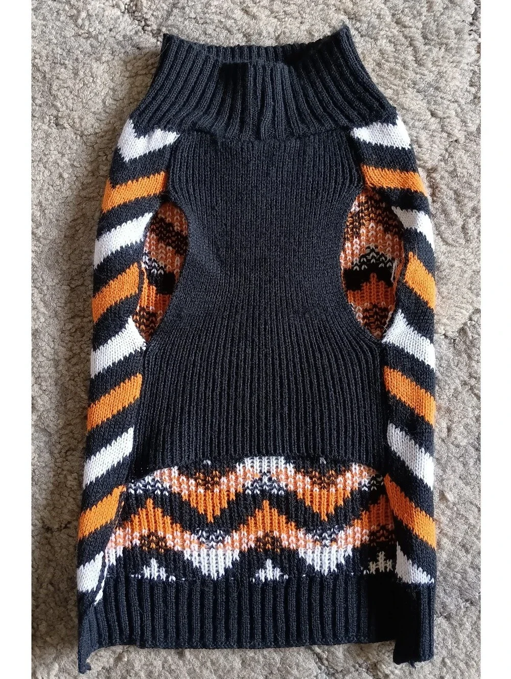 🖤🧡 SimplyDog Halloween Pumpkin Dog Pets Sweater Chevron Medium Black Orange